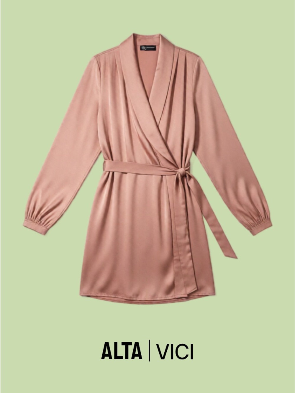 Vici Blush Pink Satin Wrap Dress Robe